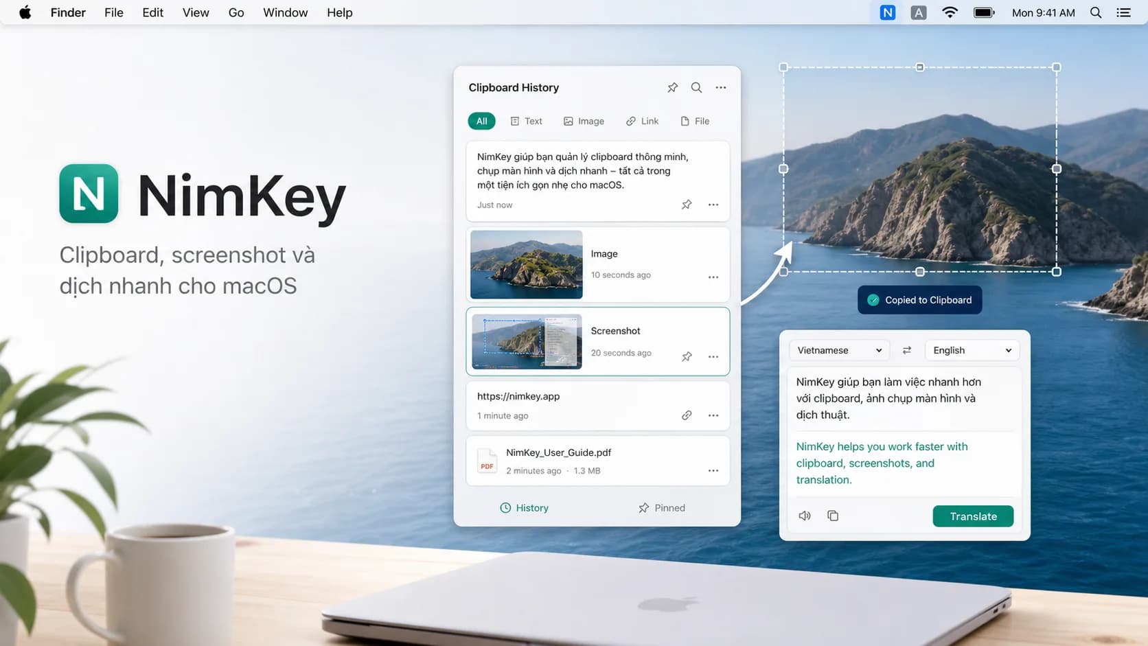NimKey trên macOS — clipboard history, screenshot và dịch nhanh