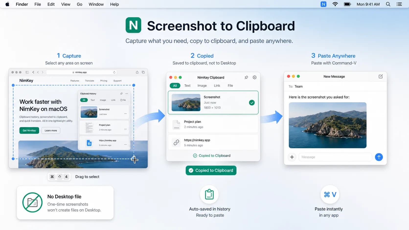Screenshot to Clipboard trong NimKey — ảnh chụp tự động vào clipboard